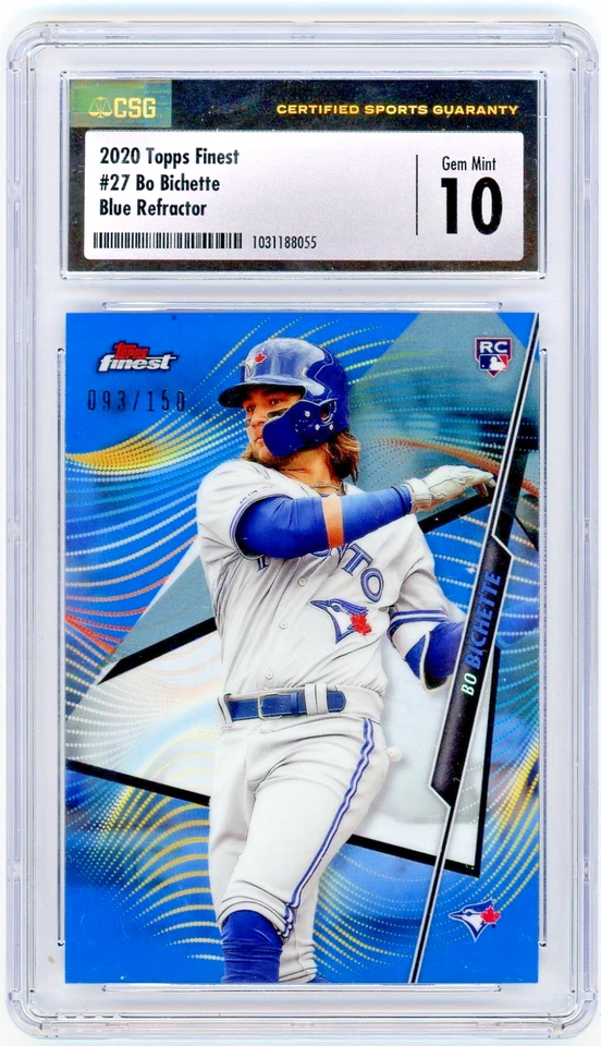 2020 Topps Finest - Bo Bichette BLUE Refractor RC /150 CSG Gem 10 Blue Jays - Image 1 of 2