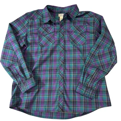 LL Bean Katahdin Performance Flannel Shirt Men XXL Striped Water Repel Quick Dry - Image 1 of 4