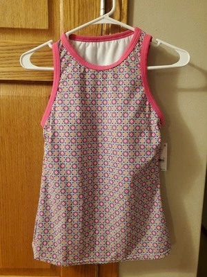 Nuevo con etiquetas Traje de baño Tankini Lands' End para mujer cuello alto rosa estampado geográfico XS 2-4 Foto 1 de 4