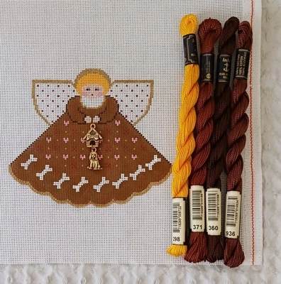 Needlepoint Canvas Painted Pony Designs ANGEL DOG LOVER & Charm 18 Mesh 940 - Image 1 of 4