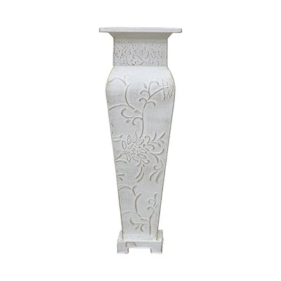 Jarrón de piso de metal en relieve lavado blanco Hosley 21,25" de alto - grande decorativo Va... Foto 1 de 4