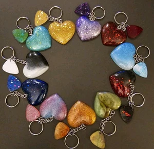 Resin Heart Key Chains Taylor Swift Inspired 🩷Handmade💜Set Of 12 w/guitar pics - Picture 1 of 5