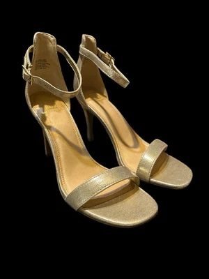 Material Girl Womens Blaire4 gold high heel Ankle Strap sandals US 9.5 M - Image 1 of 4