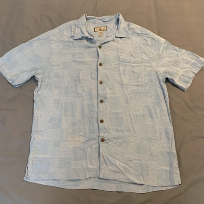 Camisa Caribbean Joe Para Hombre Grande Azul Seda Rayón Hawaiana Abotonada Manga Corta Foto 1 de 4
