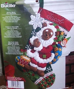 Bucilla "SANTA BEAR" Filz Weihnachtsstrumpf Set OOP 86208 Factory Direct Neu - Bild 1 von 3