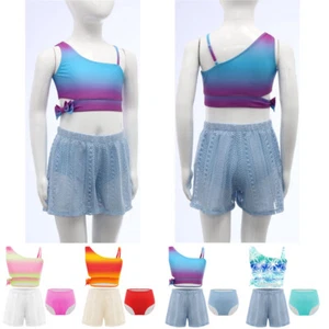 Girls Swimwear Swimming Swimsuit Hawaii Bathing Suit Seaside Bikini Set Youth - Picture 1 of 31
