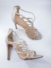 Atmosphere size 5 (38) gold faux leather strappy zip up stiletto heel sandals