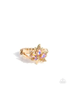 Paparazzi Im An Autumn - Orange -Peach Iridescent & Topaz Rhinestones - Gold Rin - Picture 1 of 2