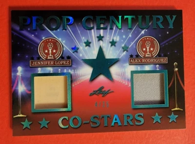 JENNIFER LOPEZ ALEX RODRIGUEZ WORN RELIC CARD #d4/25 2019 LEAF PROP CO-STARS - Image 1 of 3
