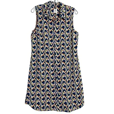 CABI Womens Armour Sleeveless Button Front Heart Dress Size M Blue Mutli 5370 - Image 1 of 4