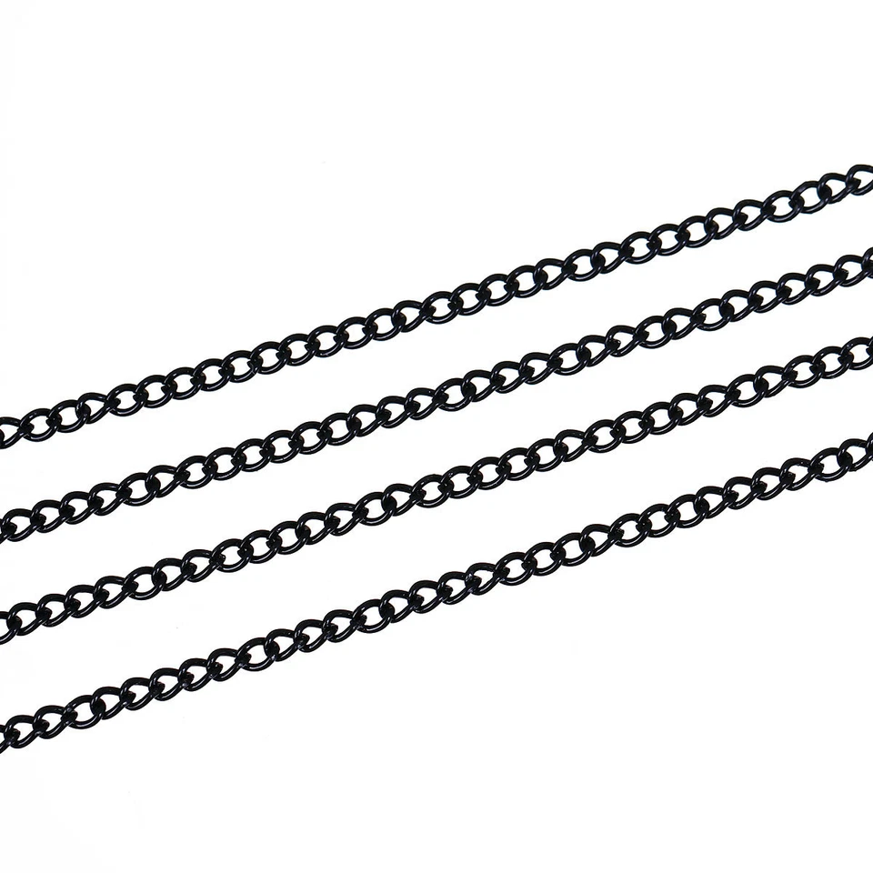 Cadena de bordillo de 6 pies negra/plateada/bronce 4x3 mm eslabón abierto hallazgos joyería hágalo usted mismo P9 Foto 1 de 1