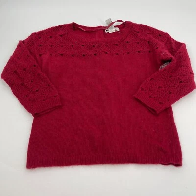 Valerie Bertinelli Womens Sweater Small Rabbit Hair Red Knit Eyelet Button Back - Image 1 of 4