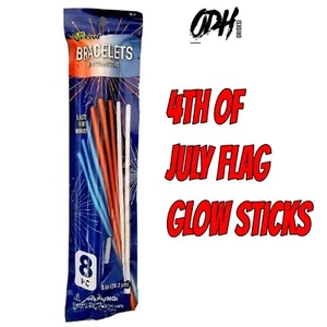 Pulseras Glow Sticks Rojo Blanco Azul Patriótico EE. UU. 4 de Julio Suministros de Fiesta - Imagen 1 de 2