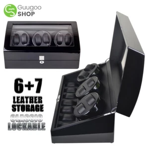 Automatic Rotation 6+7 Leather Watch Winder Storage Case Display Box 4 Modes New - Picture 1 of 10