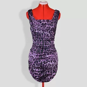 DOLCE & GABBANA Purple Sleeveles Silk Leopard Dress Size S 40 6 NWT 2550$ - Picture 1 of 7
