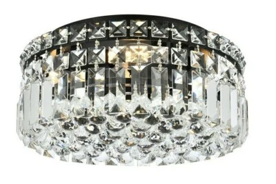 Crystal Flush Mount Light Fixture Black and Silver Bedroom Hallway Bathroom 12" - Image 1 of 4