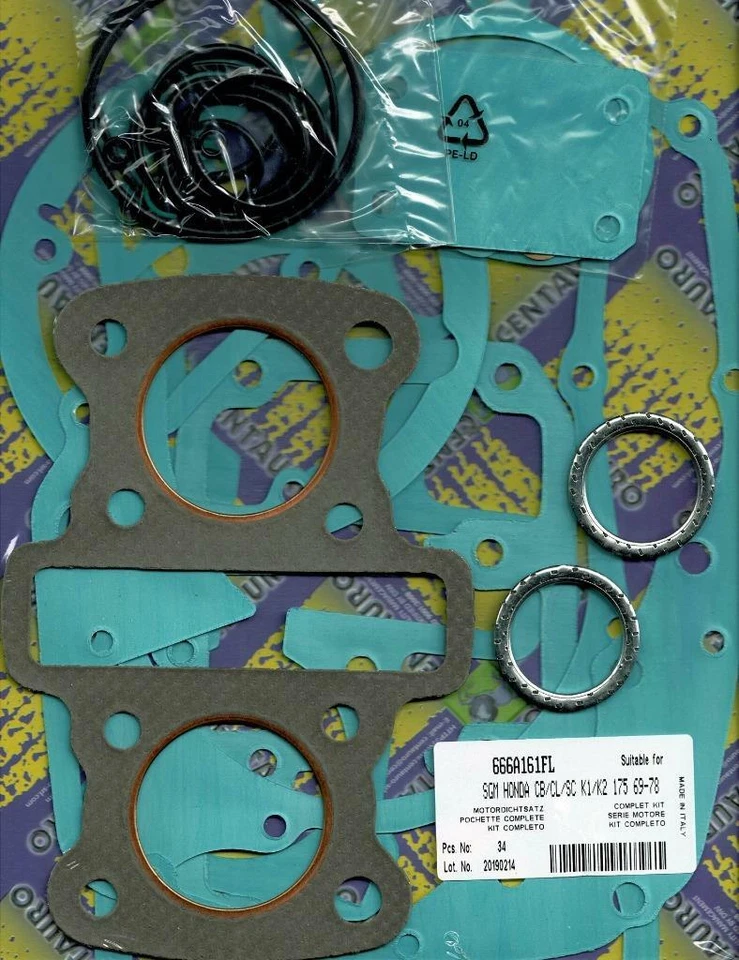 1969-1978 Honda CB CL 175 (most for CB160) complete engine gasket set 666A161FL - Image 1 of 1