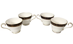 Aynsley Balmoral Tea Cups 4 Piece Set Cobalt Blue English Bone China No Saucers - Picture 1 of 13