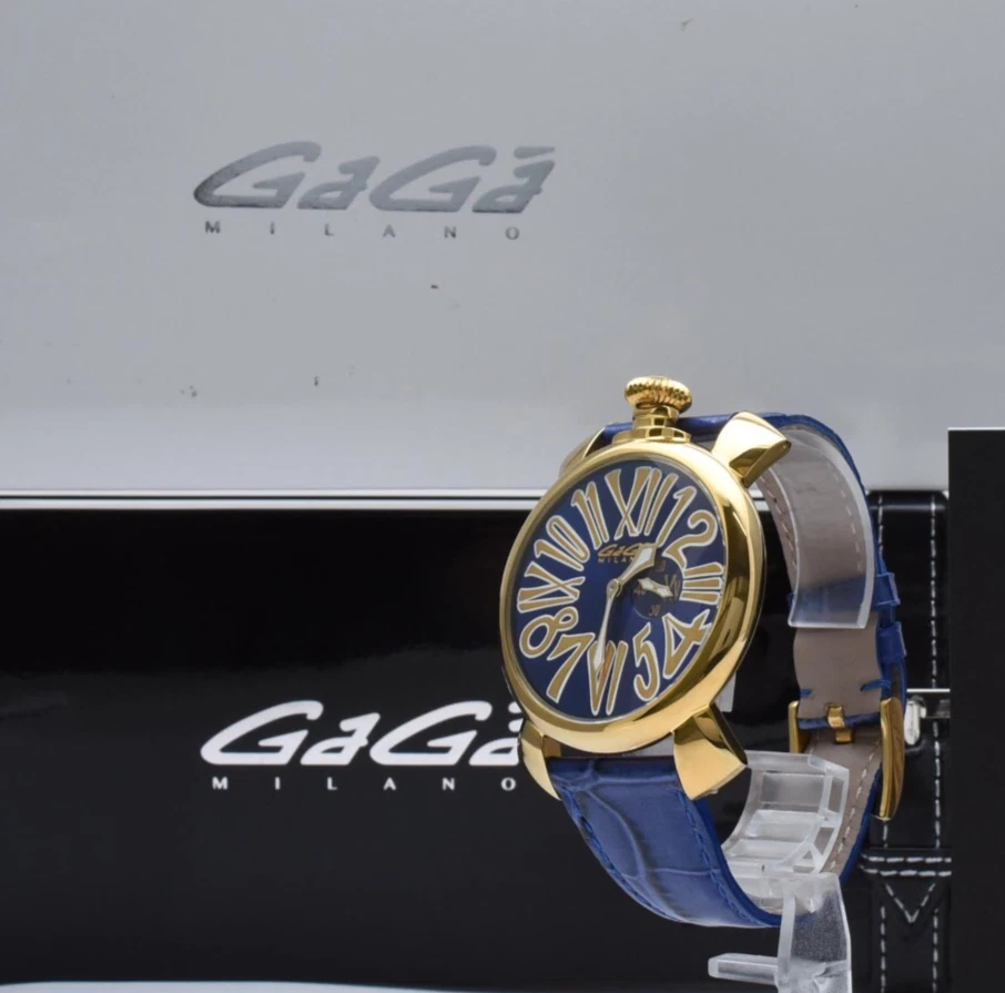 [COMO NUEVO con CAJA, Papel] GaGa Milano Manuale 46 5083 Cuarzo Azul Reloj Hombre JAPÓN Foto 1 de 4