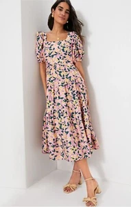 Moon River by Tuckernuck Exclusive Pink Multi Floral Print Midi Dress Large NWT - Picture 1 of 8