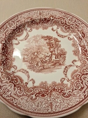 Spode Dinner Plate Red 10.5 in. Victorian Continental Views VINTAGE  - Image 1 of 4