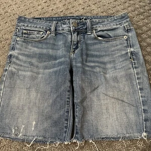 American Eagle Outfitters Jean Shorts Size 0 High Rise Shortie Cut Off Skinny - Picture 1 of 5