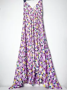 KATE SPADE NEW YORK Floral Maxi Dress Halter Swim Purple White Size Medium - Picture 1 of 12