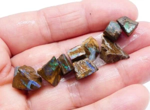 Opal, Australian Opal Boulder Solid Rough Parcel Largest 13x9mm 10pc 37ct 11113 - Bild 1 von 9
