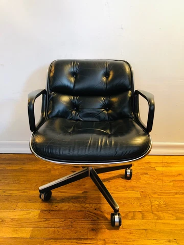 Charles Pollock 1960s Executive Chairs in Black Leather for Knoll - 2 chairs Cover