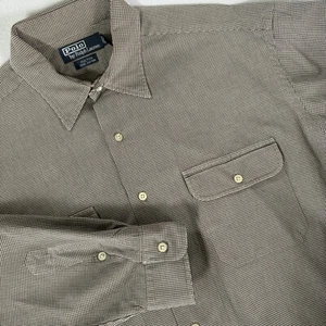 Polo Ralph Lauren Hulton Shirt Mens XL Long Sleeve Button Down Tan Black Check - Picture 1 of 7
