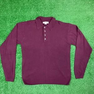 Supplies Sweater Mens BurgundySz M Long Sleeves Collar 1/4 Button - Picture 1 of 8