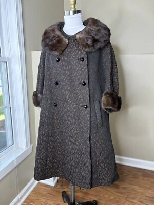 Abrigo Glamour Noche Columpio Princesa Tapiz Borde Piel Zorro Heidi Años 60 De Colección, 8 Foto 1 de 4