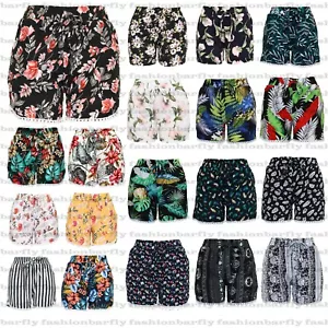 New Women Cotton Shorts Elasticated Waist Summer Lounge Holidays Beach Shorts - Picture 1 of 34