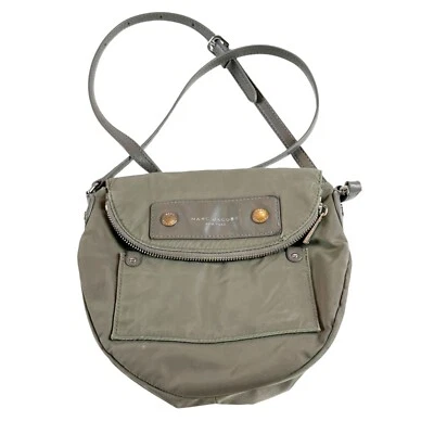 Marc Jacobs Natasha Preppy Nylon Crossbody Taupe Nylon Bag Silvertone Blck Lined - Image 1 of 4