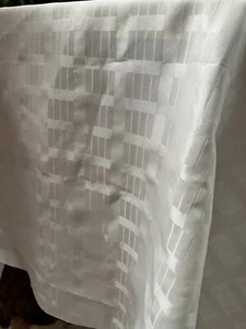 Vintage White Kitchen Curtain with sheen geometric pattern 1950s handmade - Bild 1 von 9