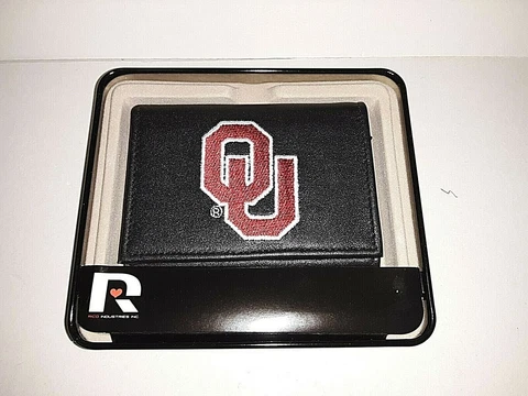 Oklahoma Sooners NCAA Leather Embroidered Tri-fold Wallet Cover