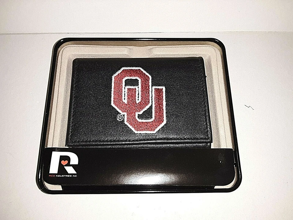 Rico Industries NCAA Embroidered Leather Trifold Wallet Oklahoma Sooners 3...