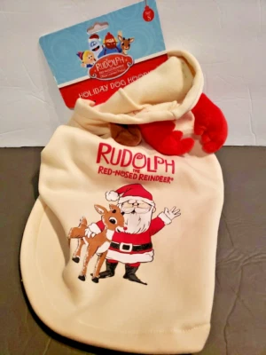 Dog Apparel Rudolph Red Nosed Reindeer Sweatshirt Hoodie Coat Size Small - Image 1 of 4
