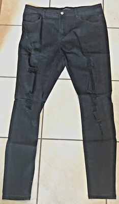 Pantalones de mezclilla Alexander 36 para hombre regulares negros con lágrimas algodón poli elastano Foto 1 de 2