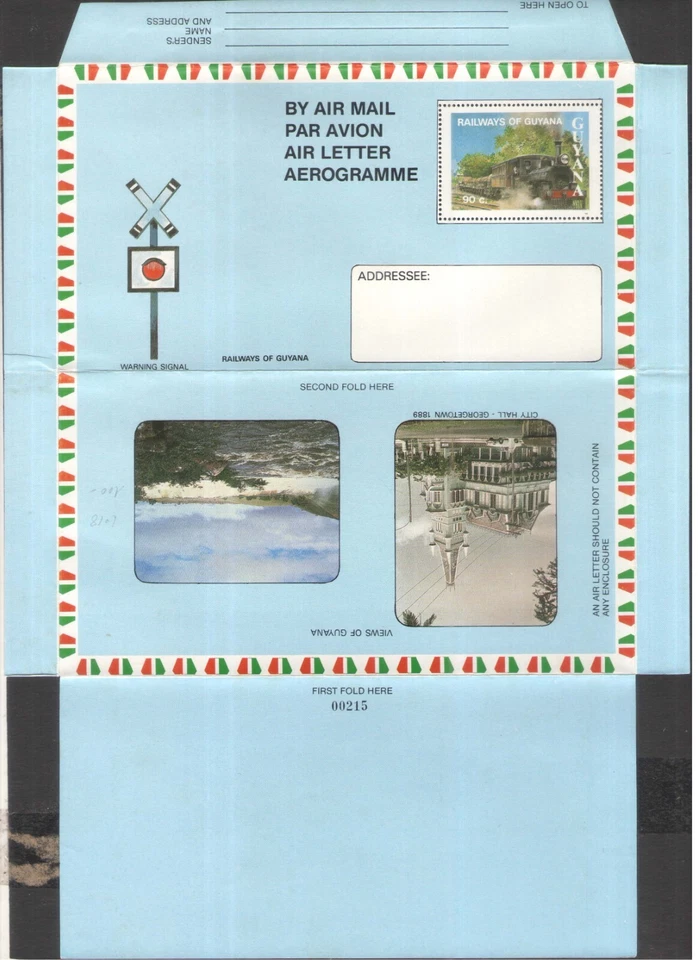 Railways of Guyana Railway Signal Aerogram Train Locomotive Unused - Image 1 of 1