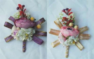 Wedding Boutonniere Brooch Celebration Party Silk Flower Peony Hand Made - Picture 1 of 9