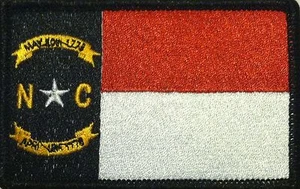 NORTH CAROLINA Flag Patch W/ Hook & Loop Fastener Black, White & Red #2 - Picture 1 of 1