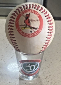 1996 Busch Stadium 30th Anniv  St Louis Cardinals Shot Glass + L.E. Fotoball - Picture 1 of 11
