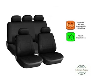FUNDAS DE ASIENTO DE AUTO DE TELA NEGRAS COMPLETAS PARA FORD FIESTA FOCUS MONDEO FUSION KA - Imagen 1 de 5