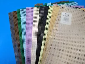 7-Mesh Plastic Canvas Sheets- 13.75"x10.5" Assorted Colors 12 Count-NEW (B6) - Picture 1 of 2