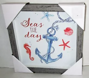 "Insegna da appendere COASTAL Shadowbox SEAS IL GIORNO 9,5"" X 9,5" - Foto 1 di 1