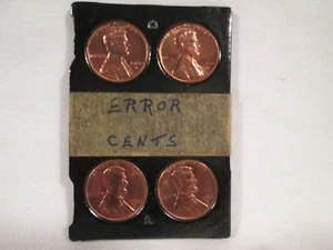 Set of 4 Genuine 1960-D Lincoln Cents with "9" Filled Die Error - Picture 1 of 6
