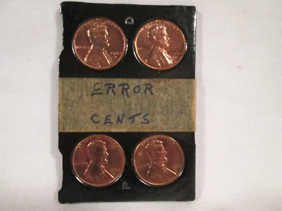 Set of 4 Genuine 1960-D Lincoln Cents with "9" Filled Die Error - Image 1 of 4