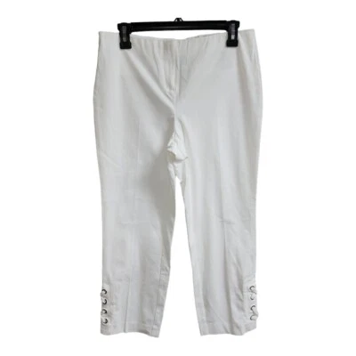 Alfani Womens Petite White Comfort Waist Lace-up Capri Pants Size 10P NEW - Image 1 of 4