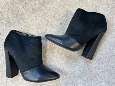 JUST CAVALLI Zapatos Botas Damas Cuero Negro Piel de Ponis Tacón Alto Tiros Reino Unido Talla 5 Foto 1 de 4